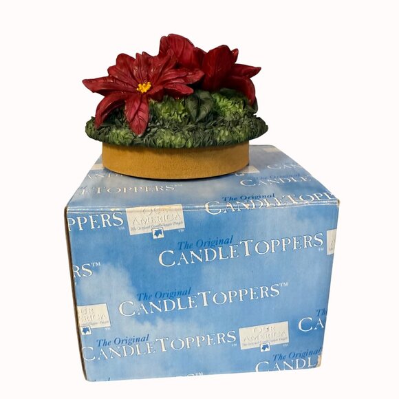 Christmas Poinsettia Candle Topper Decorative Festive Holiday Yankee Candle 3 In - Picture 16 of 16